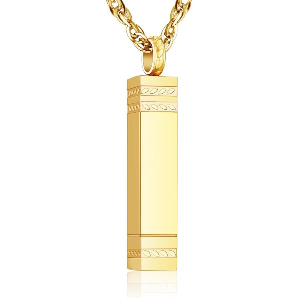 Cremation Urn Necklace for Ashes Bar Cremation Jewelry Stainless Steel Ash Neckl
